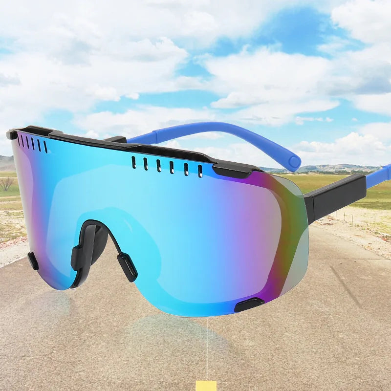 Sports Sunglasses Men Cycling Glasses Mirrored Outdoor Goggles Wrapped Anti-UV Riding Shades Eyewear Windproof Riding Eyeglasses