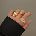 3Pcs Vintage Irregular Pleated Open Ring for Women Men Vintage Punk Liquid Metal Style Finger Y2K Accessories Fashion Jewelry