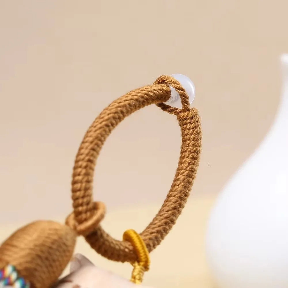 Tassel Handcrafted Wooden Cat Pendant Bags Decoration Wooden Material Cat Keychain Money Catching Cat Bag Pendant